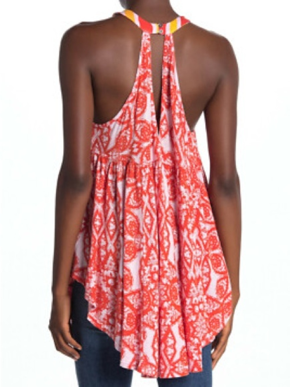 Free People Mimi Halter Tunic Top Small High Low Boho Beach Cover Up Oversized - Picture 3 of 16